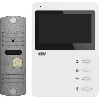 Комплект видеодомофона CTV-DP1400N белый + серебро